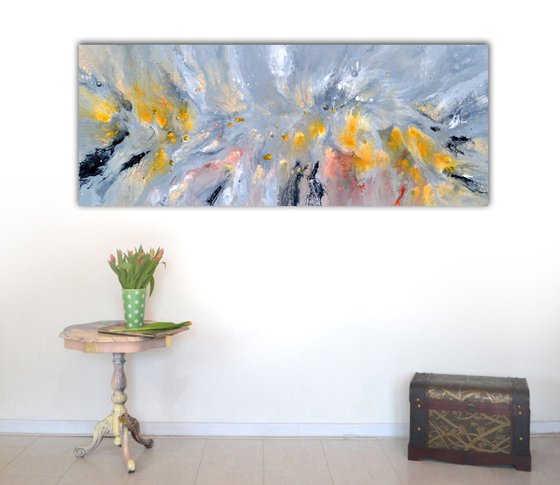 Magnetic Field - Neutral Colours Large Fluid Abstract Painting on Canvas XXL