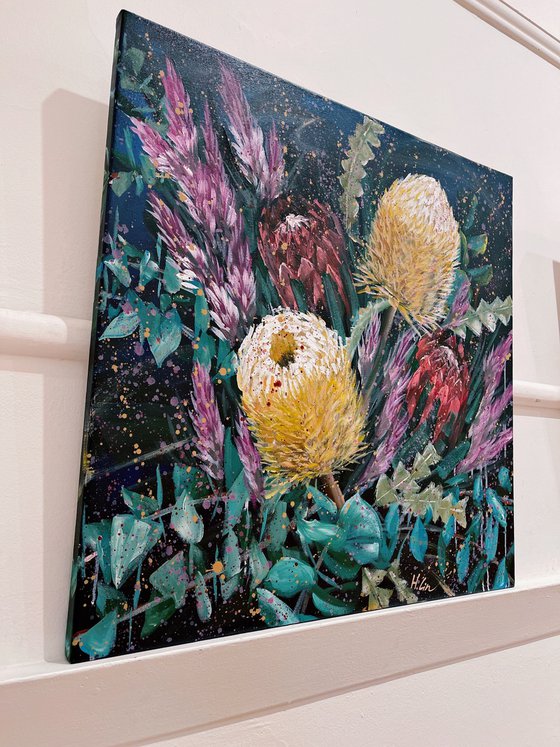 Forevermore – Acorn Banksia, Protea pink ice and Flamingo Celosia By HSIN LIN