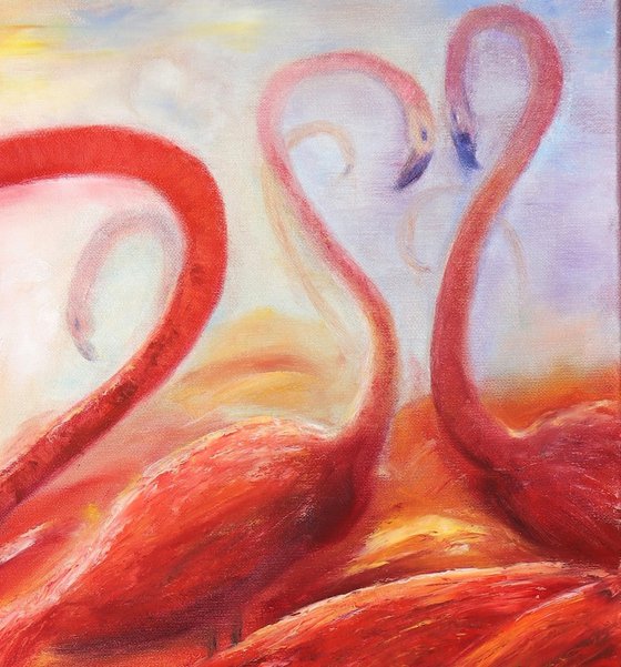 Red flamingos