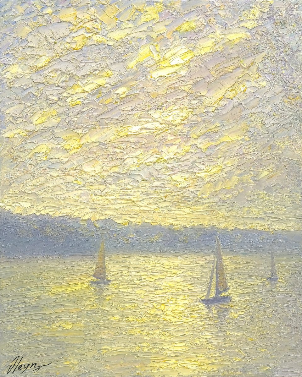 Impressionistic Landscape Oil Painting By Dmitry Oleyn, 16 X 20, Evening, Original Artwork