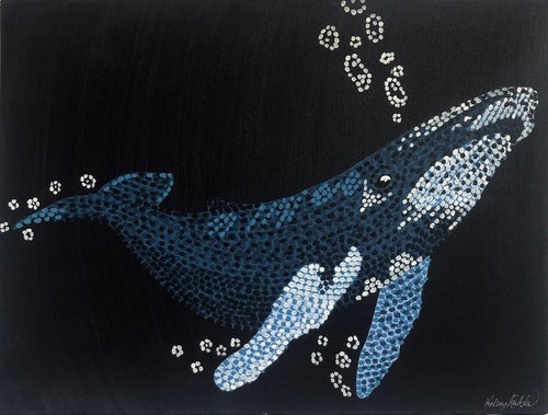 Humpback Whale - pointillism painting by Kelsey Emblow