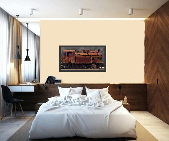 ANCIENT STEAM LOCOMOTIVE... 46"X24"