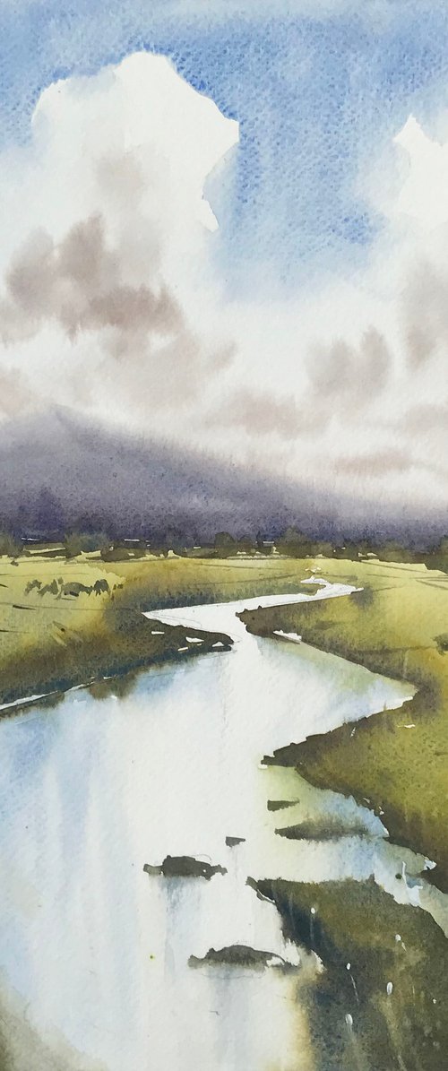 River across the Green Meadow by Swarup Dandapat
