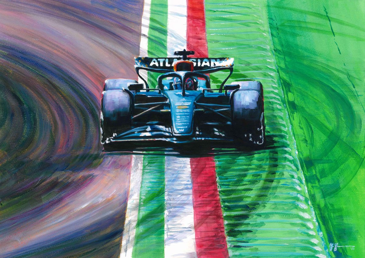 Impressionistic Transport Acrylic Painting By Alex Stutchbury, 25 X 18, Alex Albon 2025 Williams F1, Original Artwork