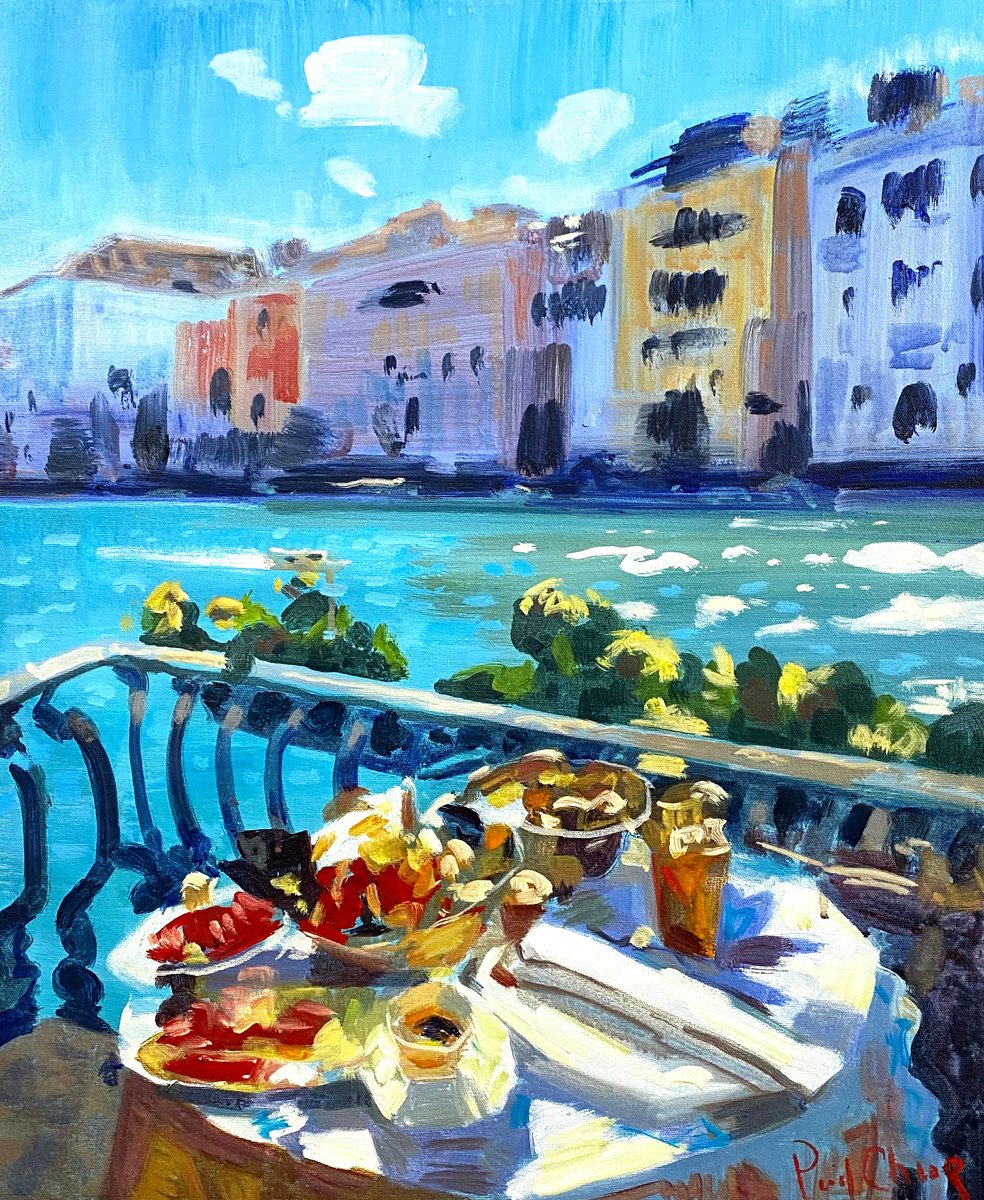 Impressionistic Cityscapes Acrylic Painting By Paul Cheng, 20 X 24", Semi-Abstract Cityscape No.5, Original Artwork