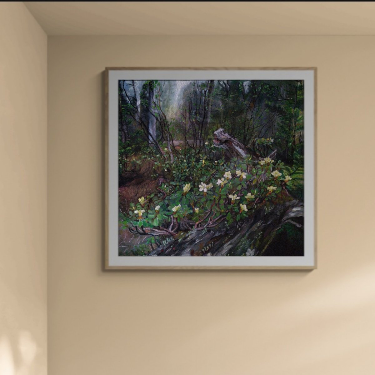 Botanical Oil Painting By Viktoria Deri, 16 X 15", Blossom Forest, Original Artwork