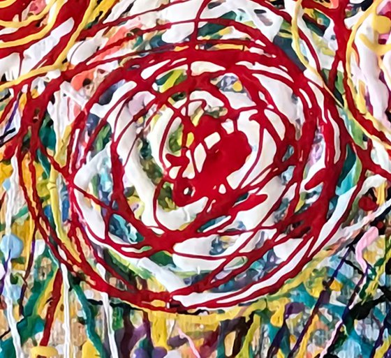 In the Garden of Pollock Abstract 14"x18"x0.5" by OLena Art