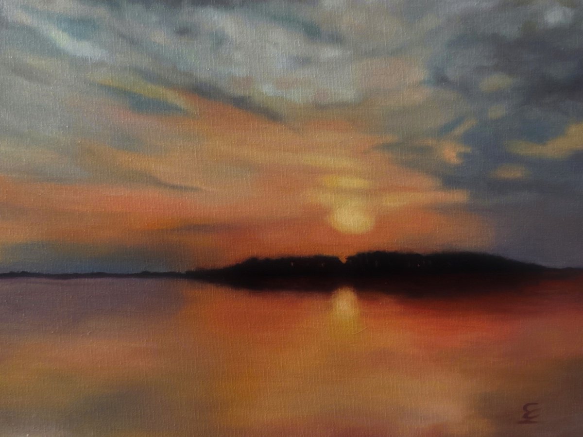 Impressionistic Landscape Oil Painting By Veronica Ciccarese, 16 X 12", Rabbit Island, Original Artwork