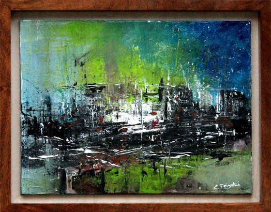 Limelight - Framed original abstract painting
