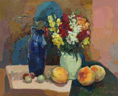 Still life with peaches by Taron Khachatryan