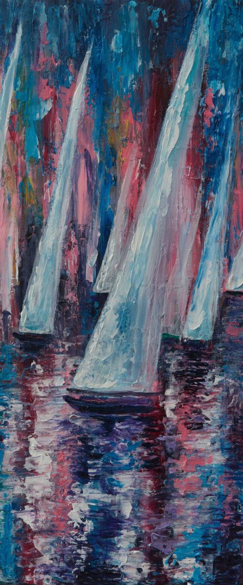 Sails To-Night (Palette Knife) by Lena Owens at OLena Art