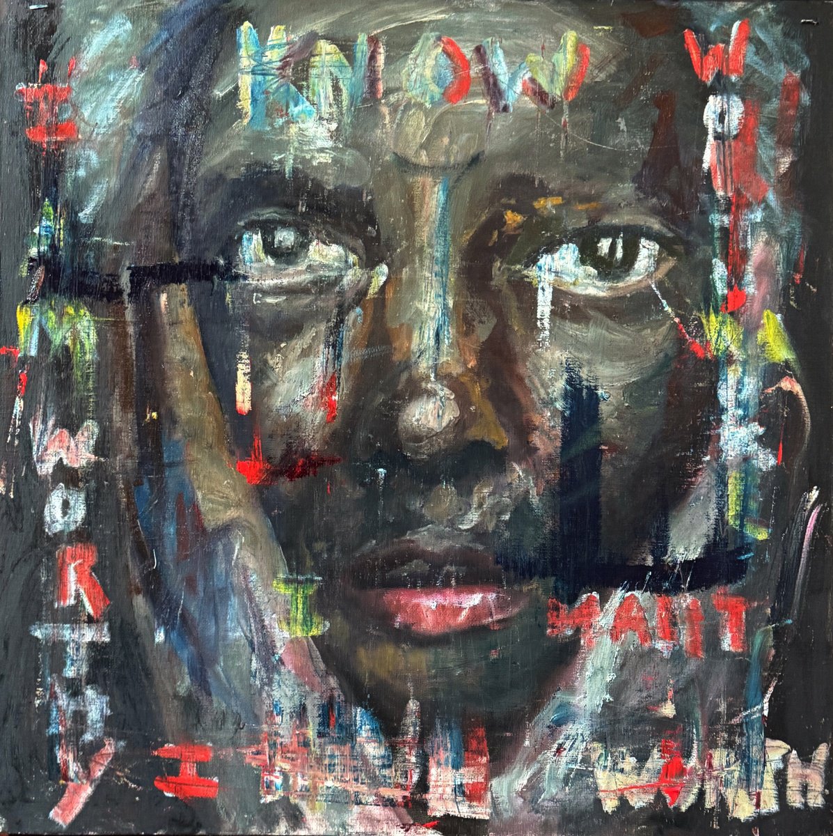 Expressive Portrait Oil Painting By Ryan Louder, 20 X 20", Worth, Original Artwork