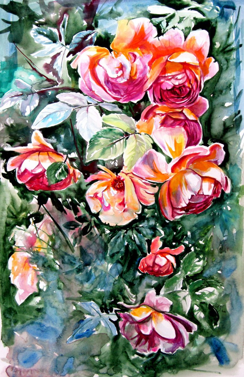 Roses in the garden by Kovacs Anna Brigitta