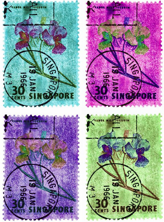 Singapore Stamp Collection '30 Cents Singapore Orchid (Multi-Colour Mosaic) III'