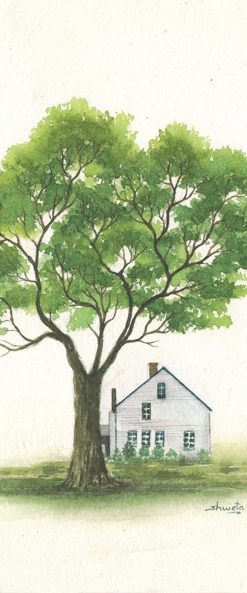 House under the oak tree by Shweta  Mahajan