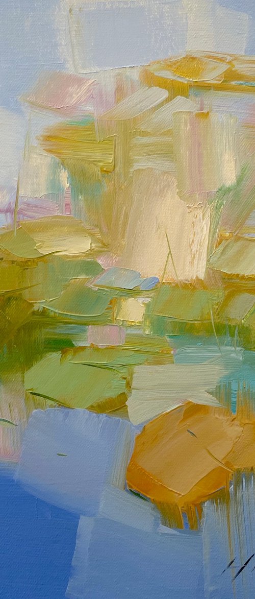 Lilies Pond, Original oil painting, Handmade artwork, One of a kind by Vahe Yeremyan