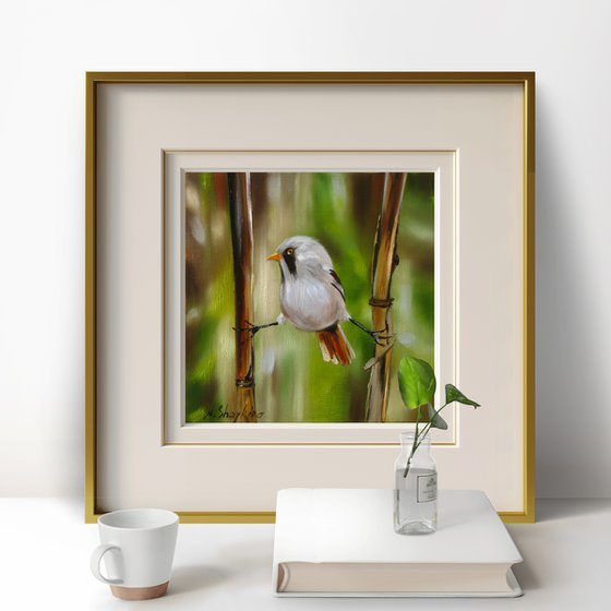 Small Bird Painting on Reeds