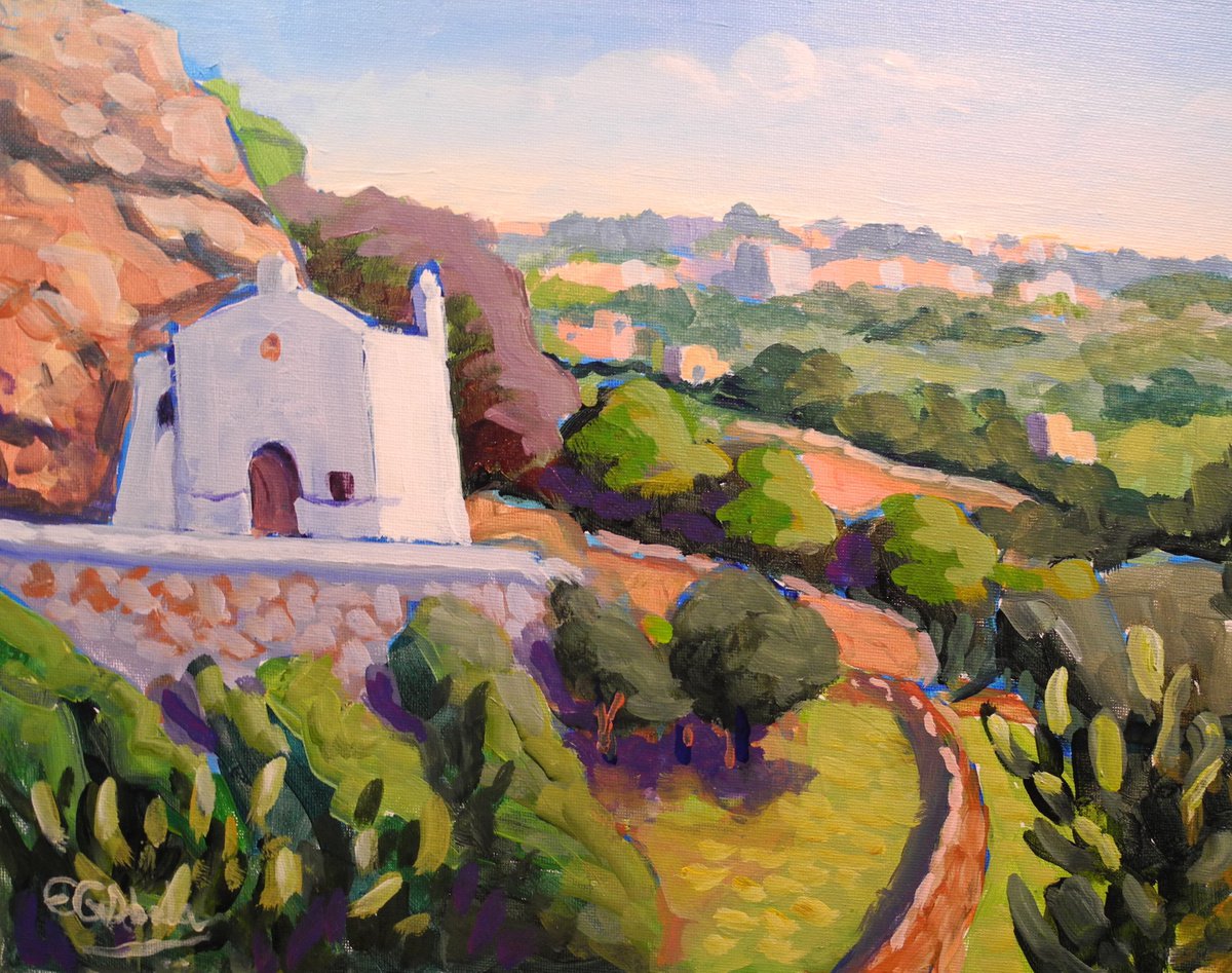 Impressionistic Landscape Acrylic Painting By Edward Abela, 14 X 11, Wied Lunziata Gozo, Original Artwork