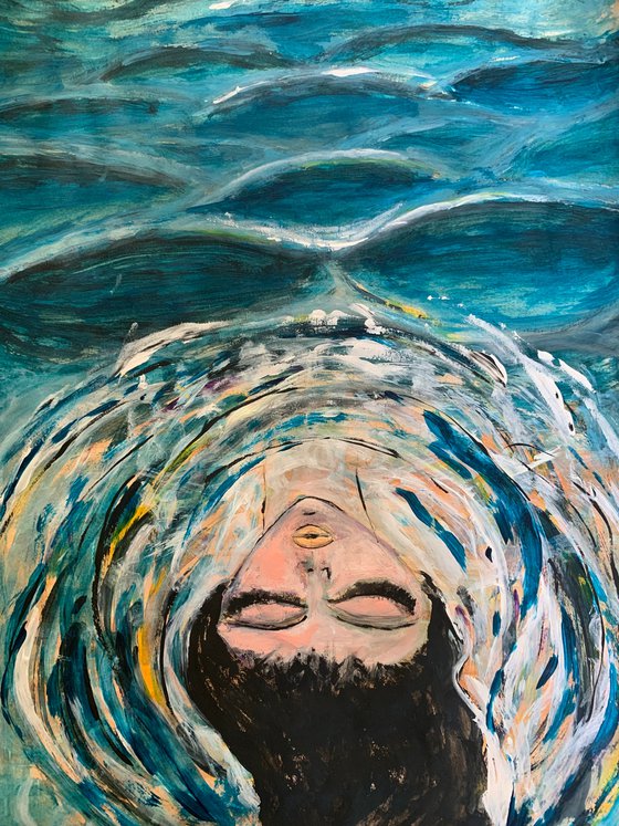 Floating on Water Acrylic Painting Realistic Water Artwork On Paper Home Decor Gift Ideas