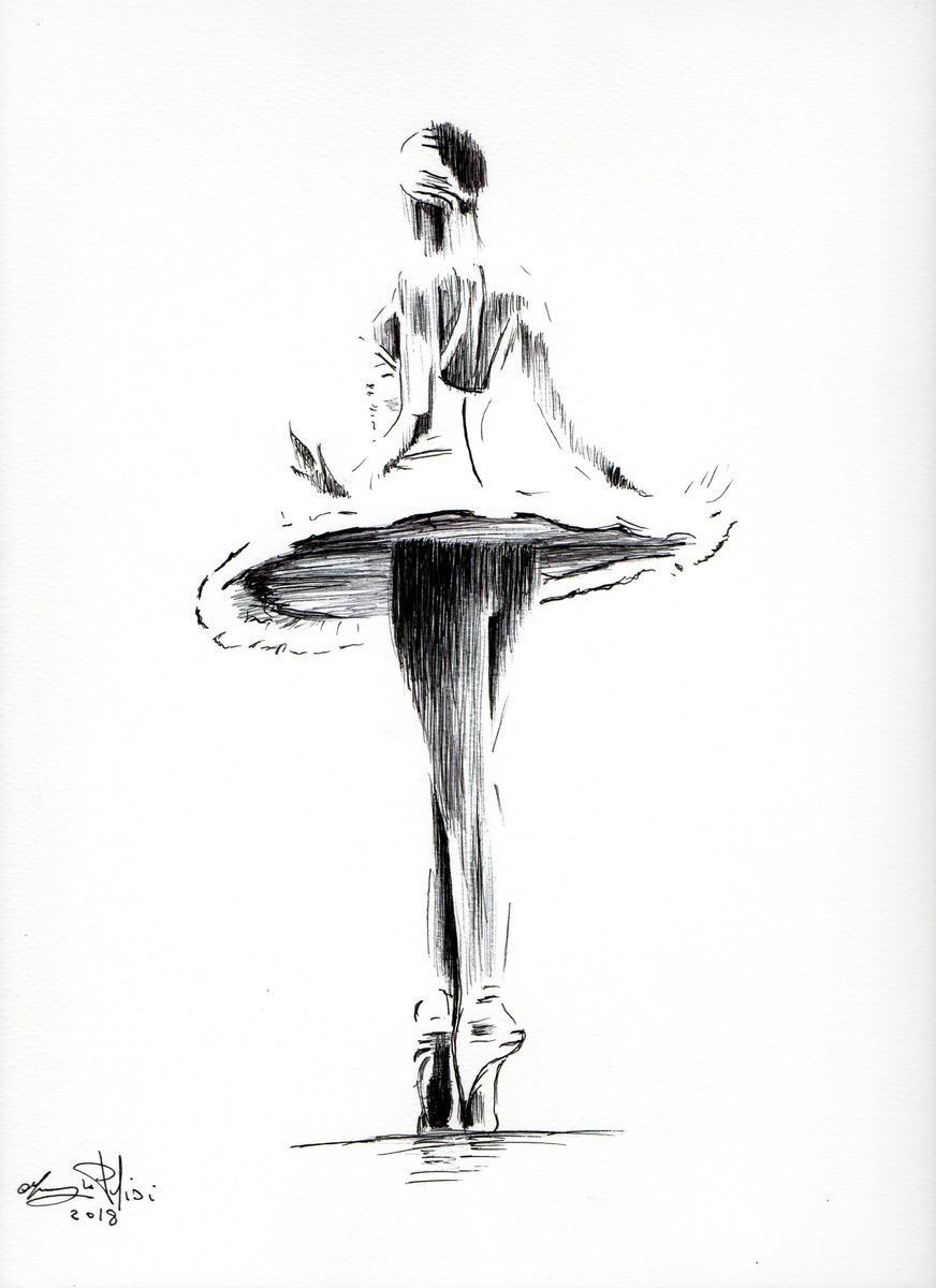 Urban And Pop Portrait Ink Drawing By Maurizio Puglisi, 9 X 13", Spread Your Wings, Original Artwork