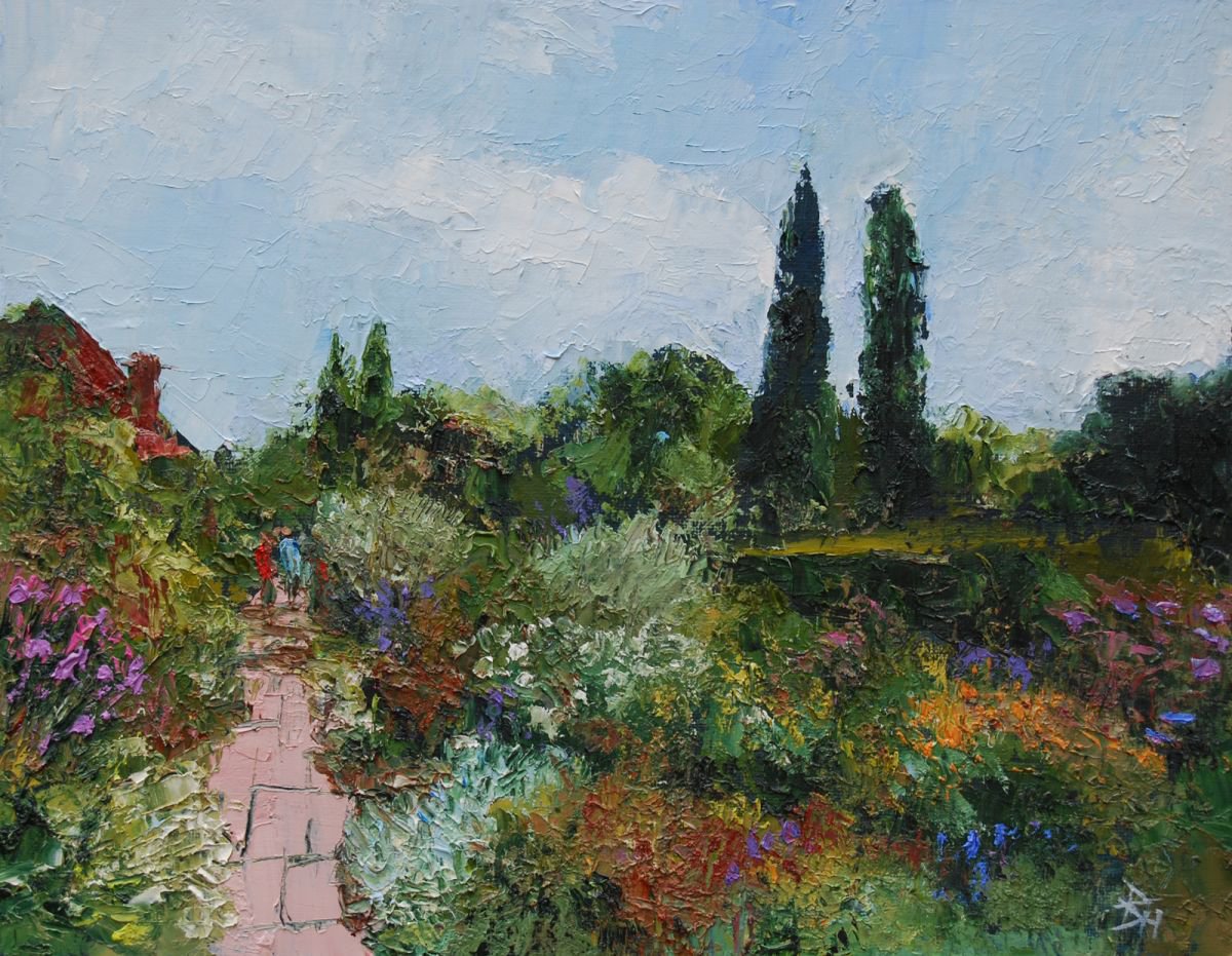 Borders At Sissinghurst, Kent Oil painting by Brian Hanson | Artfinder