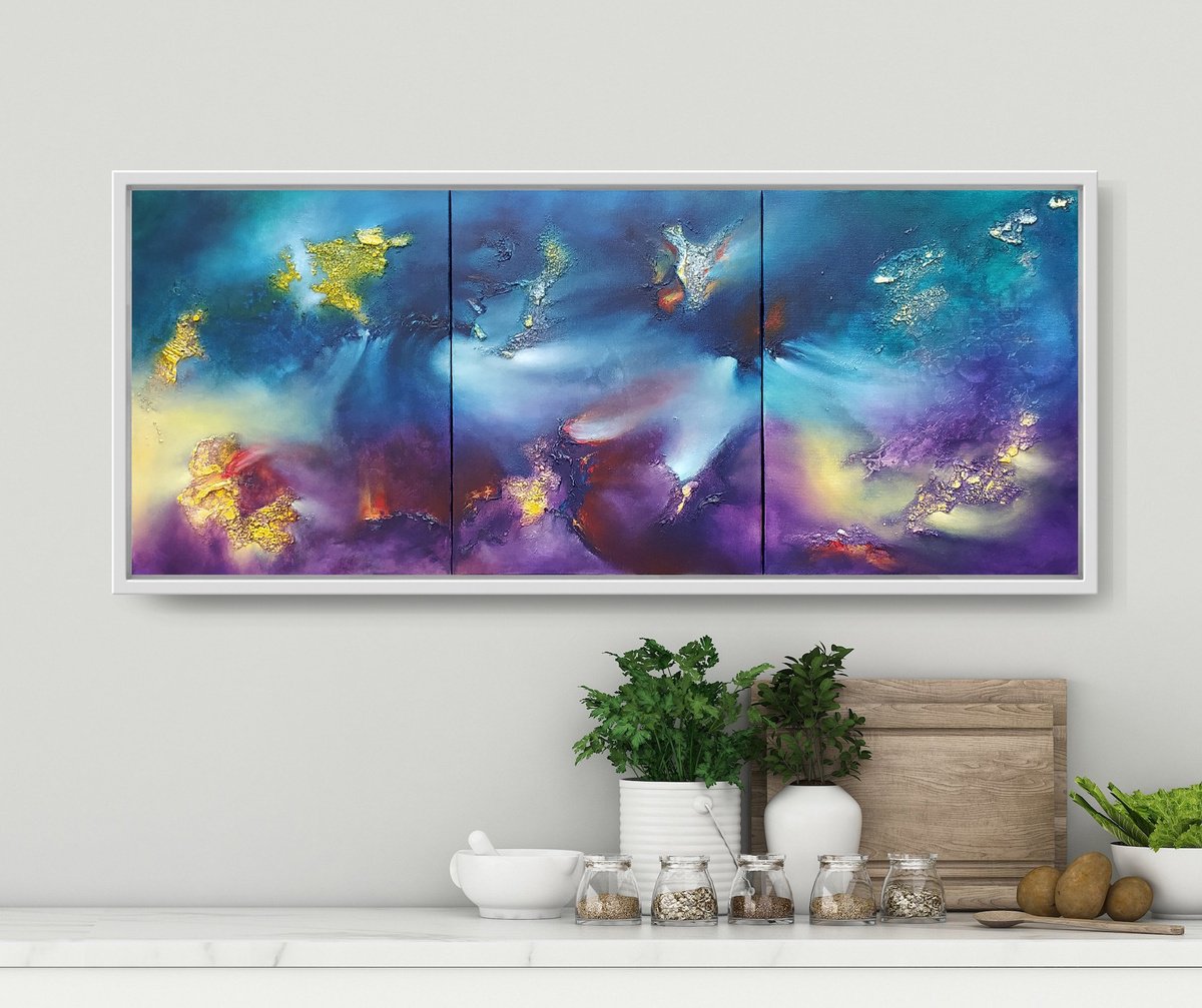 Organic Abstract Oil Painting By Eelke Van Hoof, 47 X 20, Andrasta, Original Artwork