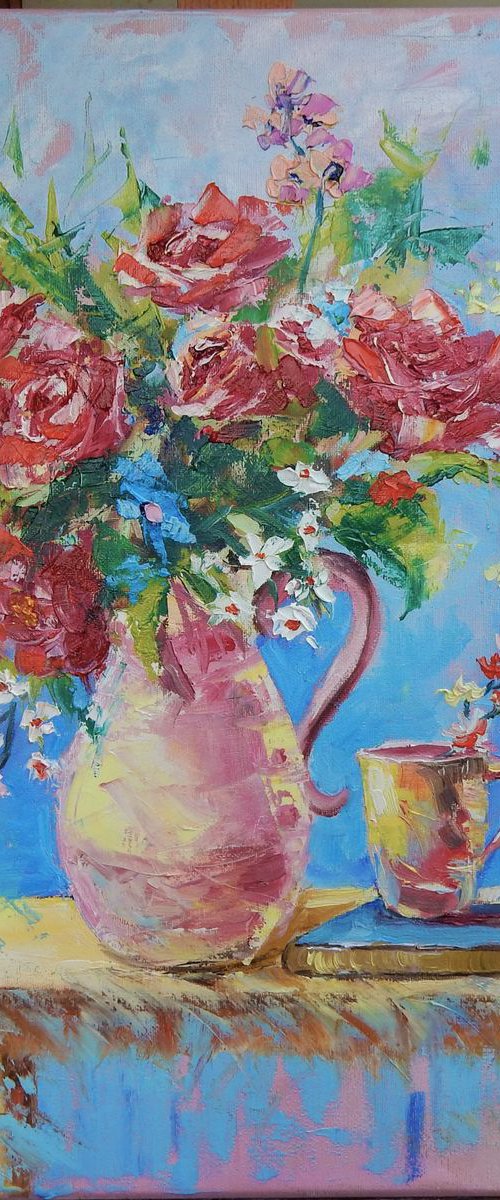 Roses, flowers in a vase. by Vita Schagen