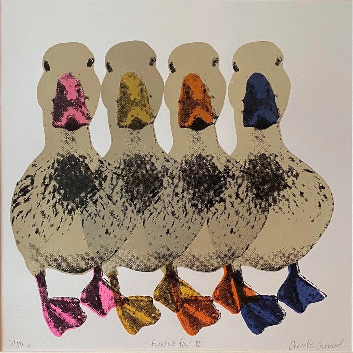 Urban And Pop Animal Screenprint By Charlotte Gerrard, 20 X 20, Fabulous Four Iv, Original Artwork