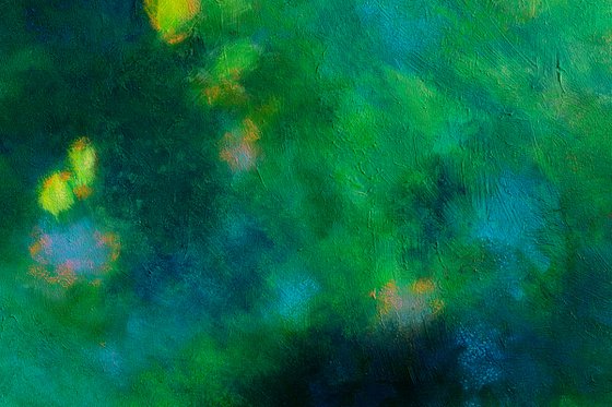 "So green" - floral abstract - flower - decorative original - home interior design