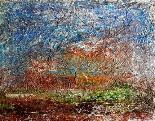 Senza Titolo 188 - abstract landscape - 106 x 80 x 2,50 cm - ready to hang - acrylic painting on stretched canvas by Alessio Mazzarulli