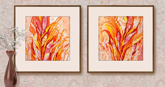 Set of 2 «Flaming Blooms»