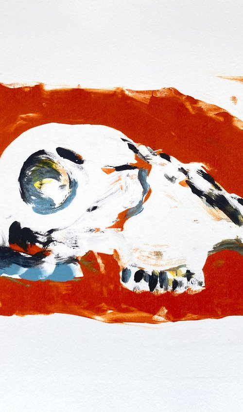 Skull (White/Orange) by Rachel Williams