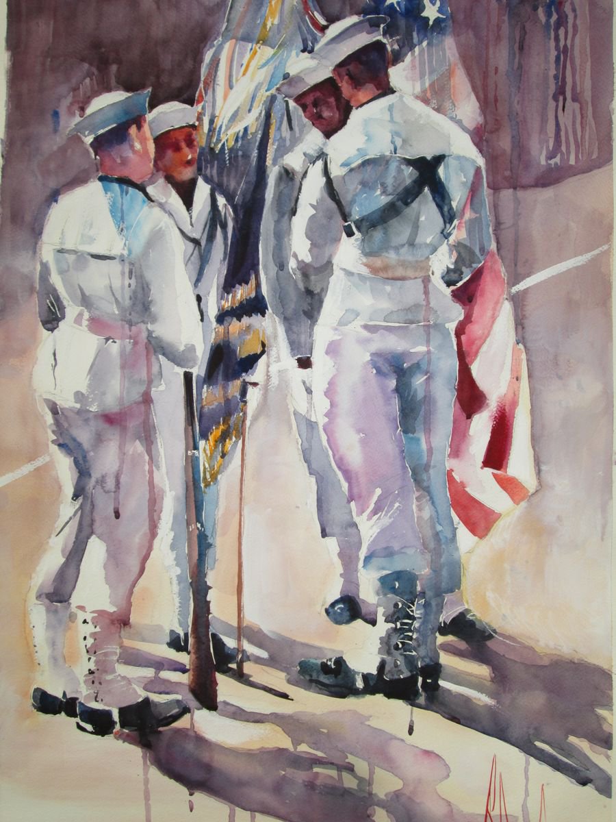 Soldiers with flags by RADU DUMITRESCU