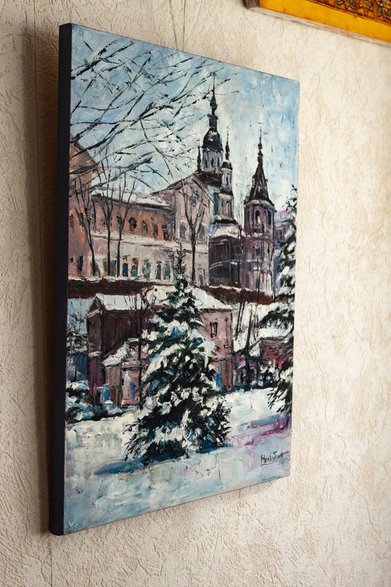 Snowy city , Old town , cityscape