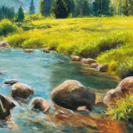 River in sunny mountain valley