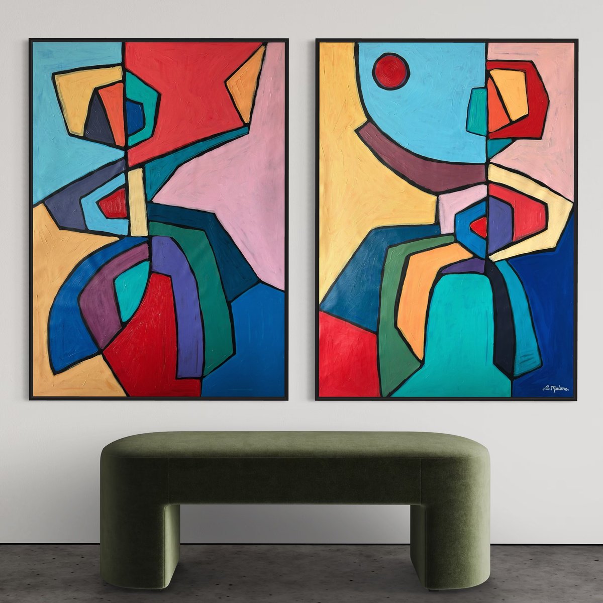 Abstract Acrylic Painting By Samantha Malone, 74 X 51", We Dance As One, Original Artwork