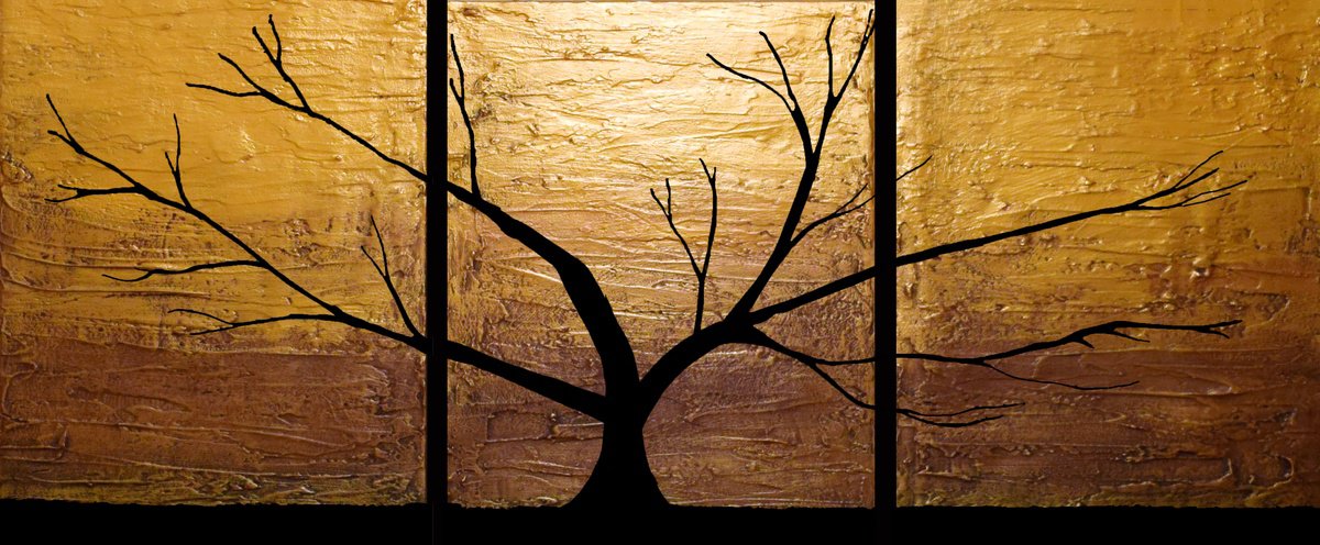 Abstract Painting By Stuart Wright, 48 X 20", Golden Forest 3, Original Artwork