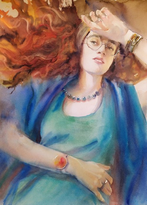 Red head woman by Irina Bibik-Chkolian