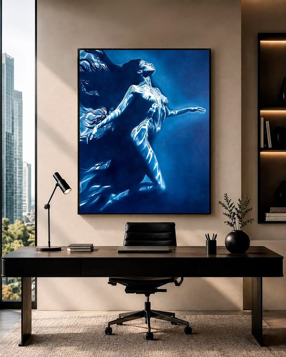 Carrying the Light – Deep Blue Water Nude