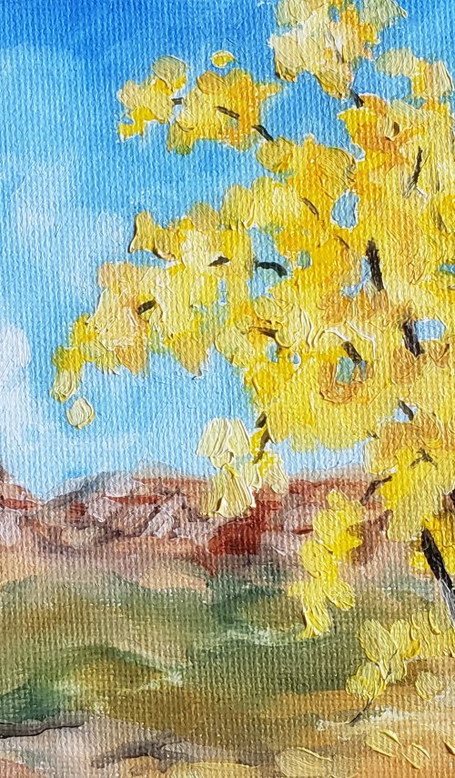 "Wind Through the Leaves" - Landscape - Badlands - Cottonwoods by Katrina Case