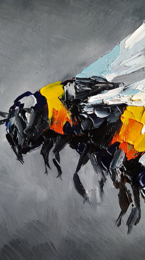 Little life - insects, oil painting, bumblebee, bumblebee oil, painting, gift, gift idea by Anastasia Kozorez