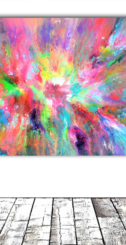 55x31.5'' Large Colorful Ready to Hang Abstract Painting Happy Harmony XXX by Soos Tiberiu