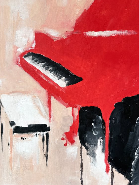 A Red Grand Piano