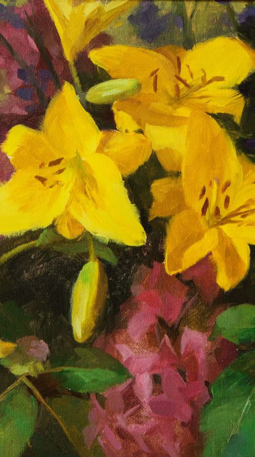 Yellow Lilies (Framed) by Ling Strube