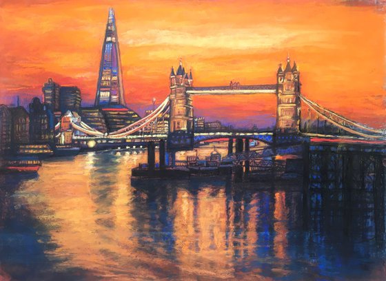 Shard and Tower Bridge sunset