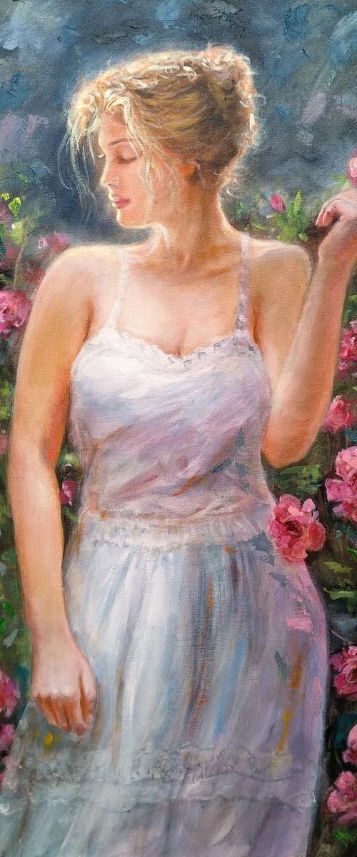 Girl in the rose garden by Vishalandra Dakur