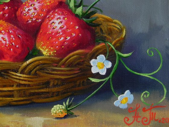 "Still life with strawberries" 2021, Original Kitchen Decor