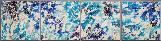 Beyond the sea no. 7521 - set of 4 blue abstract