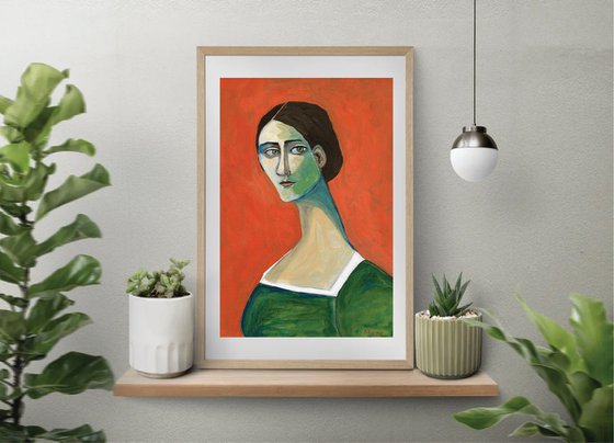 Vintage Lady Looking - Lady Sitting Portrait of Woman Figurative
