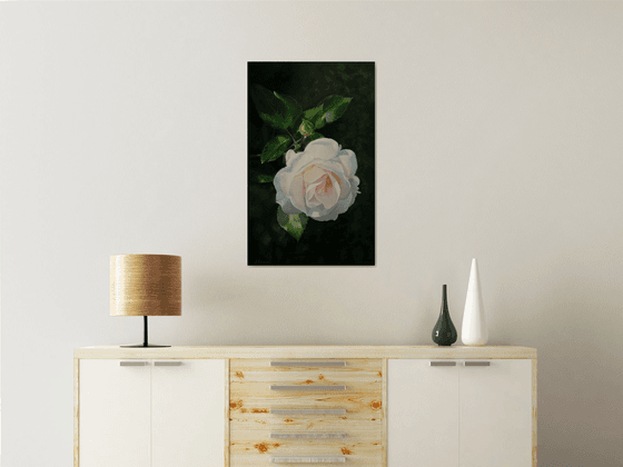 "Awe"  rose flower  liGHt original painting  GIFT (2018)